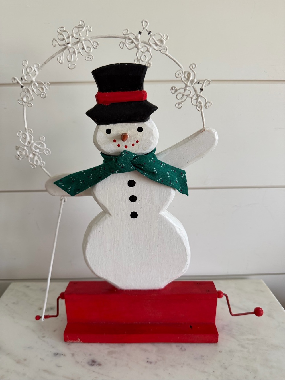 RARE Department 56 Wood Snowman Rotating Arm